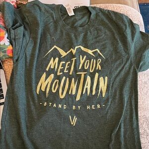 Green 'Meet Your Mountain' T-Shirt Woman's Small American Apparel